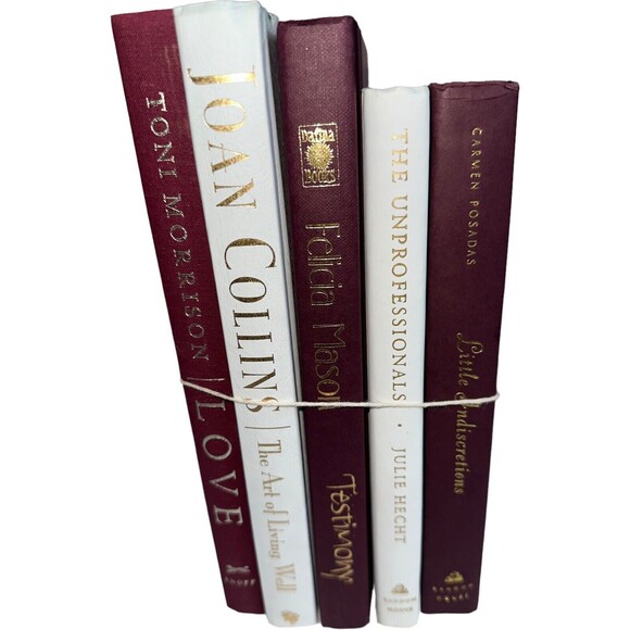 Vintage Hardcover Book Decor BURGUNDY+ WHITE Shelf Staging Props Home Decor - Picture 11 of 15